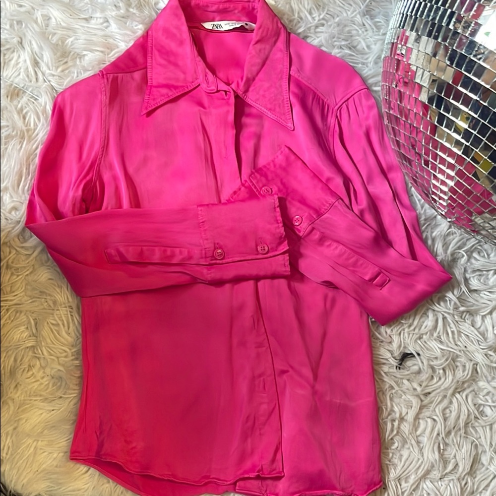 Zara Pink Button-Up Blouse